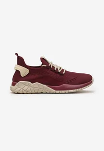 Bordowe Siateczkowe Buty Sportowe Typu Slip On z Ozdobnym Sznurowaniem Incarda - Slip on męskie - miniaturka - grafika 1