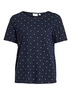 Vila Bluzka damska, Navy Blazer/Aop: białe kropki, M - Bluzki damskie - miniaturka - grafika 1