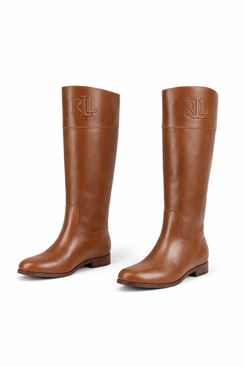 RALPH LAUREN KLASYCZNE KOZAKI ZE SKÓRY Z NAPISEM 38 1I1D