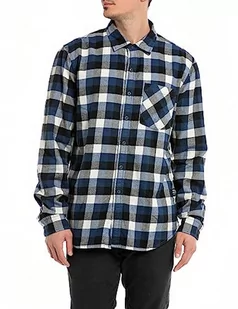 Replay Koszula męska regular fit, 010 Blue/Black/Natural White, M - Koszule męskie - miniaturka - grafika 1