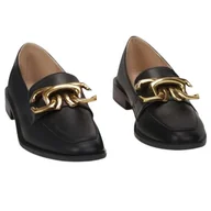 Półbuty damskie - Półbuty Pantofle Mokasyny Oxfordy Klasyczne Damskie Wygodne Skórzane Lekkie Eleganckie Z Ozdobą Czarne 39 - miniaturka - grafika 1