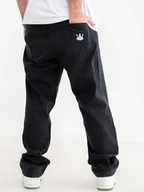 Spodnie męskie - Spodnie Jeansowe Baggy Męskie Sprane Czarne Jigga Wear Crown L - miniaturka - grafika 1