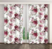 Zasłony - Zasłona Gotowa Na Żabki, 160X270, Biała W Kwiaty, Zmb-56 - miniaturka - grafika 1