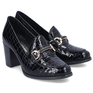 Mokasyny damskie na obcasie Rieker 50101-00 BLACK 40 - Mokasyny damskie - miniaturka - grafika 1