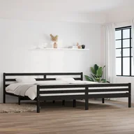 Łóżka - Lumarko Rama łóżka, czarna, lite drewno, 200 x 200 cm - miniaturka - grafika 1