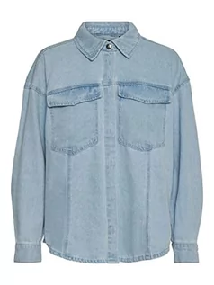 Bluzki damskie - VERO MODA Vmpaloma Ls Oversized Shirt Ga Noos bluzka damska, jasnoniebieski (light blue denim), XL - grafika 1