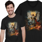 Koszulki męskie - Koszulka Archanioł Michał vs Szatan Diabeł Devil Anioł Piekło Miecz Płomień - miniaturka - grafika 1