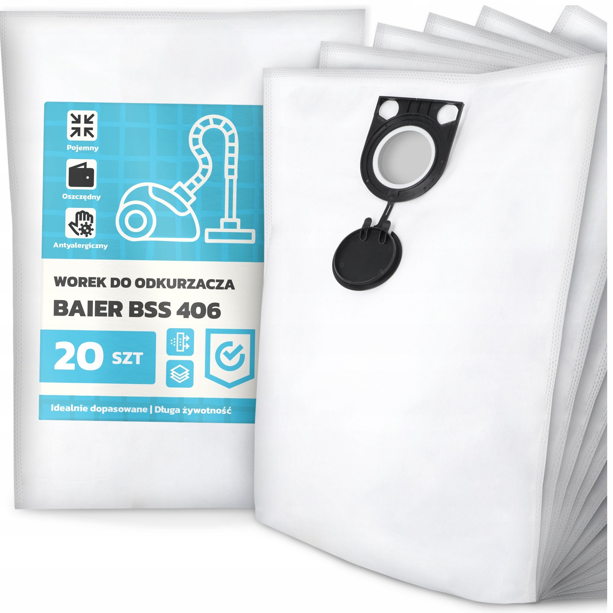20x Worek do Odkurzacza Baier Bss 406 Syntetyczny Pojemny Mocny Worki G9