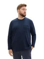 Koszulki męskie - TOM TAILOR Męska koszulka z długim rękawem Plussize, 10668 - Sky Captain Blue, 5XL - miniaturka - grafika 1