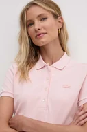 Koszulki i topy damskie - Lacoste T-shirt PF5462 damski kolor różowy z kołnierzykiem PF5462-001 - miniaturka - grafika 1