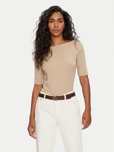 Lauren Ralph Lauren Bluzka 200654963177 Beżowy Slim Fit - Bluzki damskie - miniaturka - grafika 1