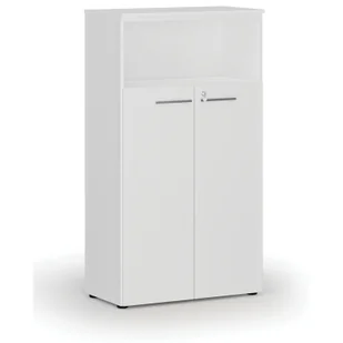Szafa biurowa kombinowana PRIMO WHITE, drzwi na 3 poziomach, 1434 x 800 x 420 mm, biały - Szafy biurowe - miniaturka - grafika 1