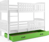 Łóżka dla dzieci i młodzieży - Elior Białe łóżko piętrowe z zieloną szufladą 90x200 - Elize 3X - miniaturka - grafika 1