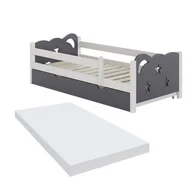 Łóżka dla dzieci i młodzieży - Vitalispa Łóżko dziecięce Jessica, Szary, 80x160 cm z szufladą i materacem - miniaturka - grafika 1