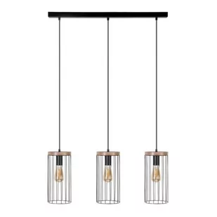 Britop Industrialna LAMPA wisząca TIMEO 19619304 loftowa OPRAWA metalowy ZWIS druciany drewno czarny - Lampy sufitowe - miniaturka - grafika 1