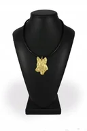 Naszyjniki - Basenji Pozłacany naszyjnik na rzemieniu - miniaturka - grafika 1