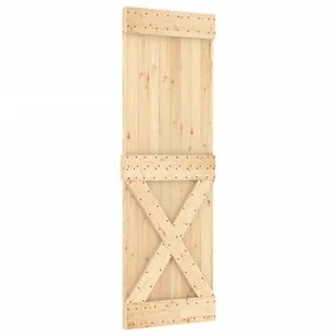Drzwi przesuwne z osprzętem, 70x210 cm, lite drewno sosnowe 8721012082977 - Drzwi wewnętrzne - miniaturka - grafika 2