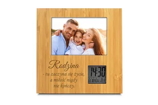 Bambusowa Ramka Na Zdjęcia Zegar Grawer Prezent - Ramki na zdjęcia - miniaturka - grafika 1