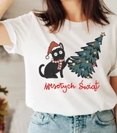 Bluzki damskie - damska koszulka świąteczna - santa130 - miniaturka - grafika 1