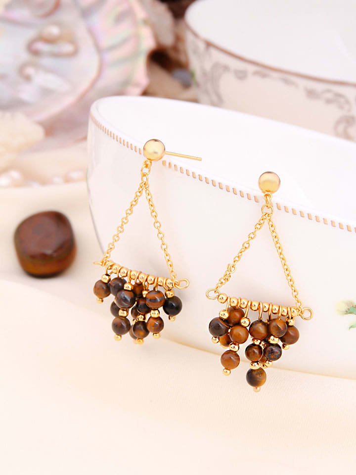 L'Atelier de Gaia Pozłacane kolczyki-wkrętki z tygrysim okiem