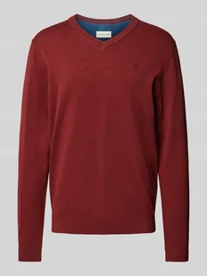 Sweter z dzianiny z wyhaftowanym logo model ‘BASIC’ - Swetry męskie - miniaturka - grafika 1