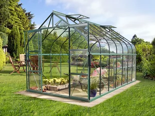 VITAVIA szklarnia ogrodowa Diana 11500, zielona - 11,5 m2, (2,57 m x 4,45 m) szkło hartowane + baza - Szklarnie ogrodowe - miniaturka - grafika 4