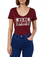 Koszulki i topy damskie - Pepe Jeans Damska koszulka Brandi, Czerwony (bordowy), M - miniaturka - grafika 1