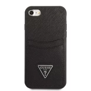 Guess GUHCI8PSATPK iPhone 7/8 SE 2020 / SE 2022 hardcase czarny/black hardcase Saffiano Triangle Logo Cardslot - Etui i futerały do telefonów - miniaturka - grafika 3