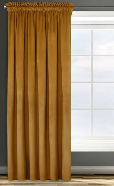 Zasłona Welur Na Żabki 140x250 Velvet Gruba Zaciemniająca --musztardowa--