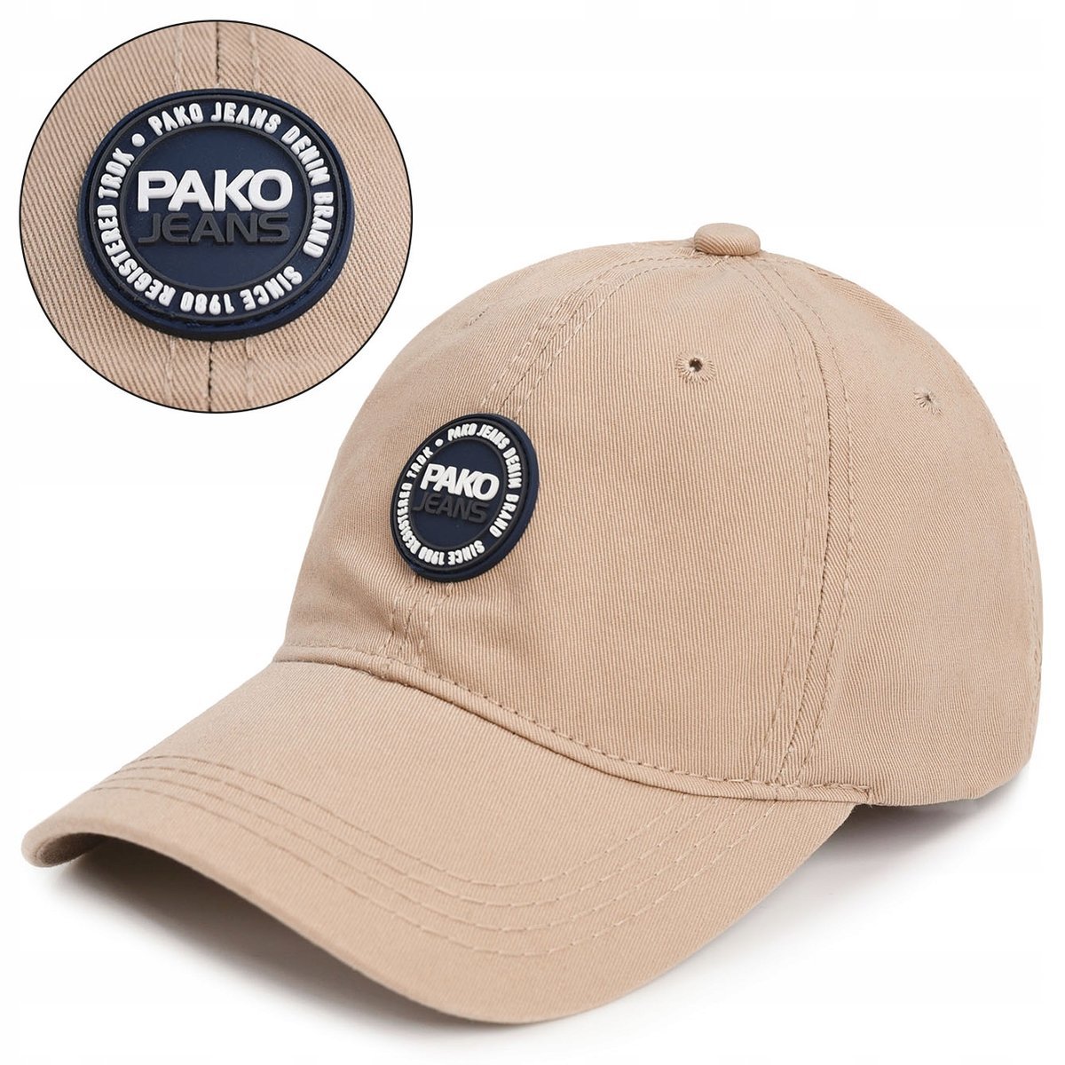 CZAPKA z Daszkiem Męska Bejsbolówka Bawełniana Modna BEŻOWA Pako Jeans