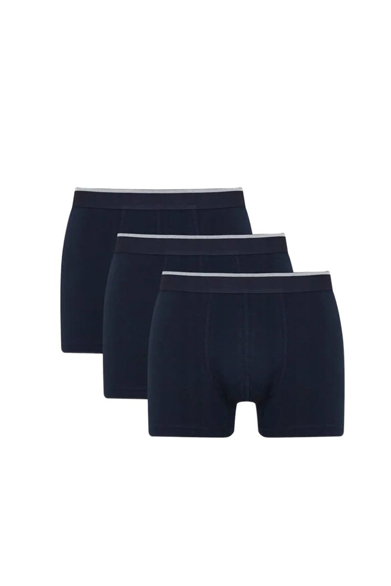 DEFACTO BAWEŁNIANE CZARNE BOKSERKI MĘSKIE Z SZARYM PASKIEM 3 PACK S 5DA