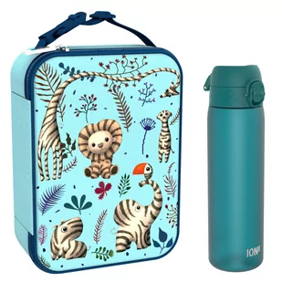 Zestaw śniadaniowy do szkoły ION8 Zebra Fan. Lunchbag i bidon 500ml z RECYCLON - Survival - akcesoria - miniaturka - grafika 1