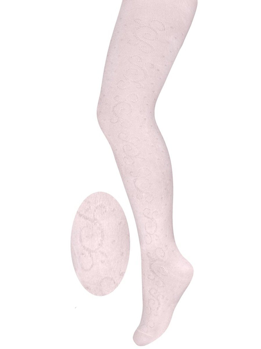 Dziewczęce rajstopy bawełniane ażurowy wzór różowy Milusie r.128/134