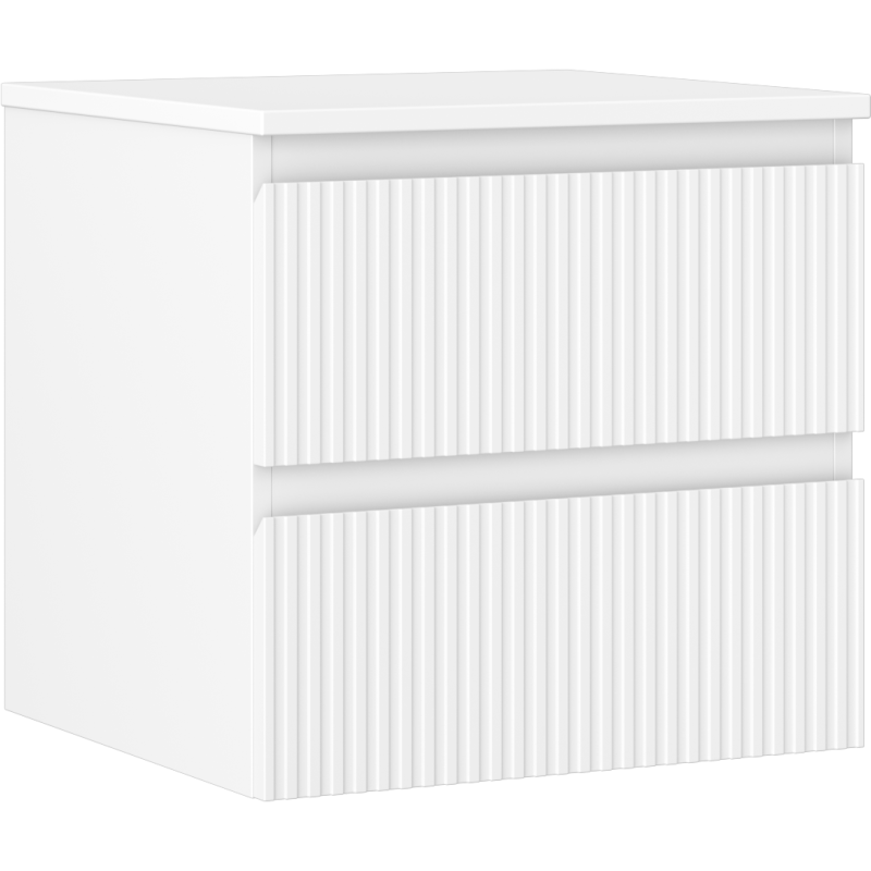 Mexen Rivel szafka łazienkowa podumywalkowa 50 cm z blatem, 2 szuflady, ryflowana , biała mat - 91A20-05047-2-BFFC01