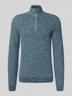 Sweter z dzianiny o kroju slim fit z zamkiem błyskawicznym model ‘Darik’ - Swetry męskie - miniaturka - grafika 1