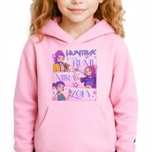 Bluzy dla dziewczynek - Bluza Dziecięca Różowa Z Kapturem KPOPOWE ŁOWCZYNIE Bajka Wzory Rozm 140 cm - miniaturka - grafika 1