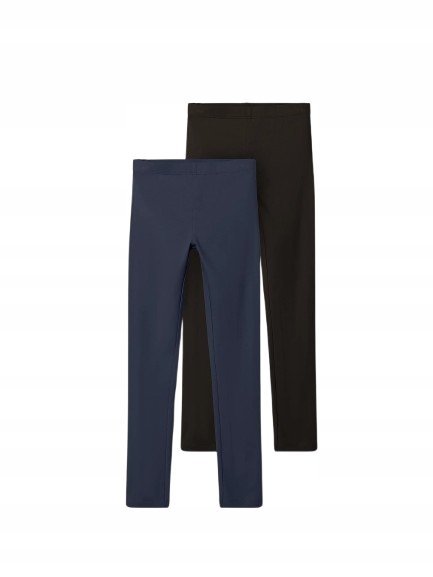 NAME IT CZARNE I GRANATOWE LEGGINSY DZIEWCZĘCE GŁADKIE 2 PACK 98-104 JPA