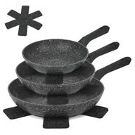 Zestawy garnków i patelni - Zestaw trzech patelni granitowych z podkładkami KONIGHOFFER Carne, 20 cm; 24 cm; 28 cm - miniaturka - grafika 1