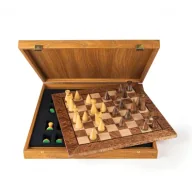 Gry planszowe - Walnut Chess Set, szachy w stylu nowoczesnym, brązowe i kości słoniowej Manopoulos - miniaturka - grafika 1