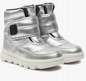 Śniegowce damskie - Geox J46Hwc Śniegowce Srebrne Na Rzepy Dziewczęce Wygodne 26 Jka - miniaturka - grafika 1