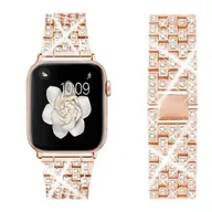 Akcesoria do smartwatchy - opaska pasek bransoleta DIAMONDS do Apple Watch 1/2/3/4/5/6/7/8/9/SE 38/40/41mm ROSE GOLD - miniaturka - grafika 1