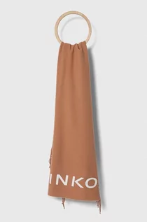 Apaszki i szaliki damskie - Pinko szalik wełniany kolor brązowy - grafika 1