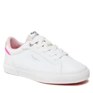 Trampki damskie - Tenisówki Pepe Jeans - Kenton Basic Girl PGS30549 White 800 - miniaturka - grafika 1