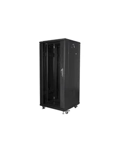 Lanberg szafa instalacyjna stojąca 19'' 27U/600x600mm czarna drzwi szklane - Szafy rack - miniaturka - grafika 1