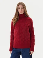 Swetry damskie - Tommy Hilfiger Golf WW0WW46791 Czerwony Regular Fit - miniaturka - grafika 1
