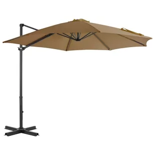 vidaXL Parasol wiszący z aluminiowym słupkiem, 300 cm, taupe - Parasole ogrodowe - miniaturka - grafika 1