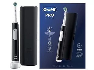 Oral-B PRO1 BLACK + ETUI CrossAction (czarny) - Szczoteczki elektryczne - miniaturka - grafika 1