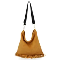 Torebki damskie - Modna Torebka Skórzana Duża Listonoszka z frędzlami firmy Vittoria Gotti Jasno Ruda - miniaturka - grafika 1