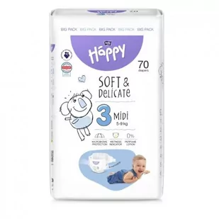 Bella Baby Happy Soft & Delicate Midi 3 Pieluszki 5-9kg, 70szt. - !!! 24h WYSYŁKA !!! - Pieluchy - miniaturka - grafika 1