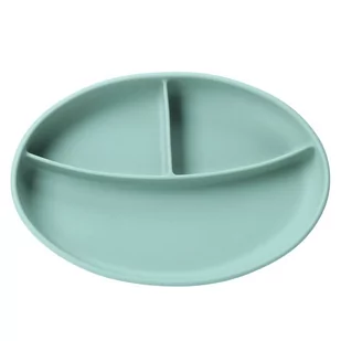 Talerz silikonowy THREE 2 owalny light green - Miseczki i talerzyki dla dzieci - miniaturka - grafika 1